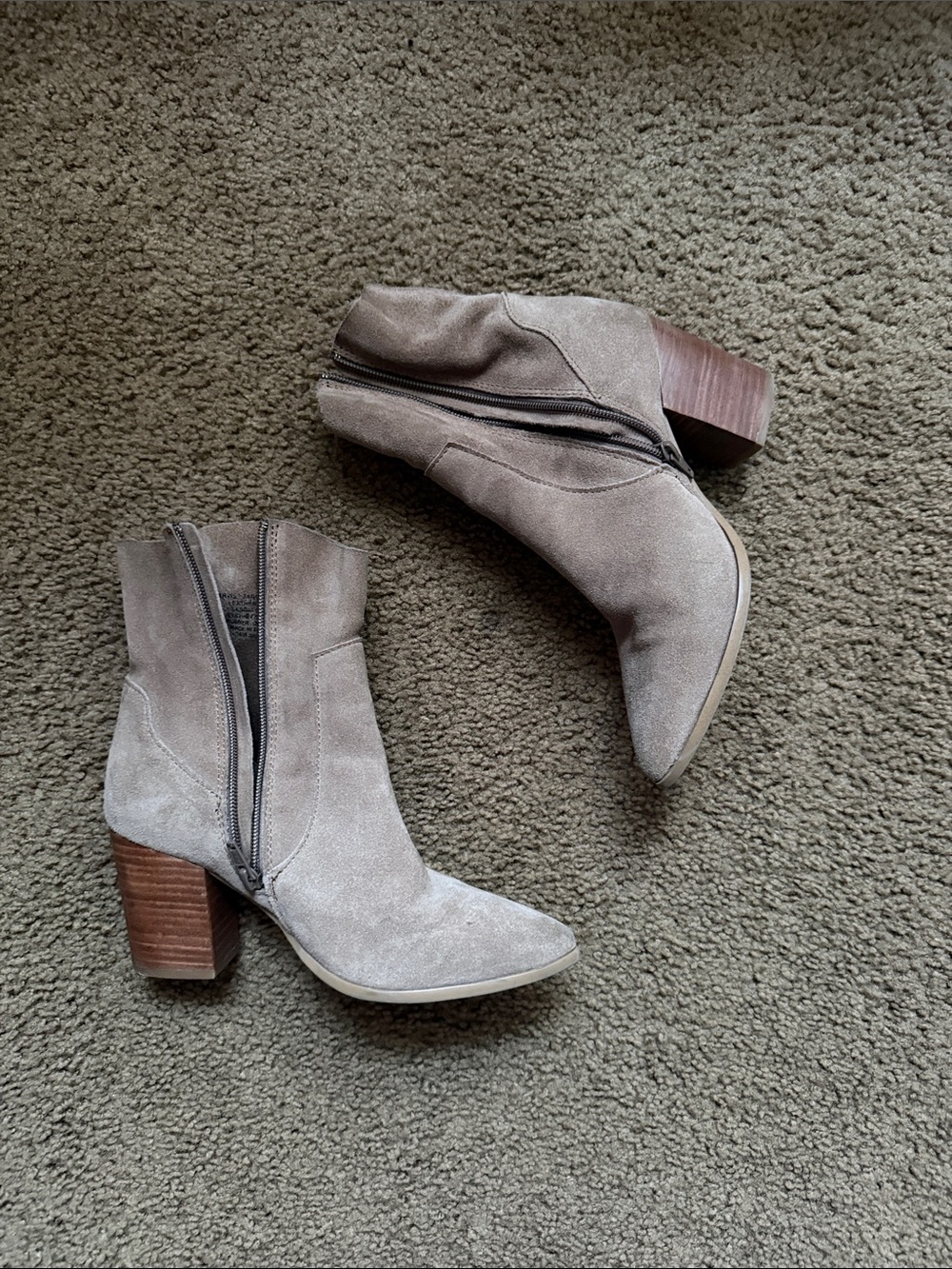 Steve Madden Taupe Suede Ankle Booties with Stacked Heel